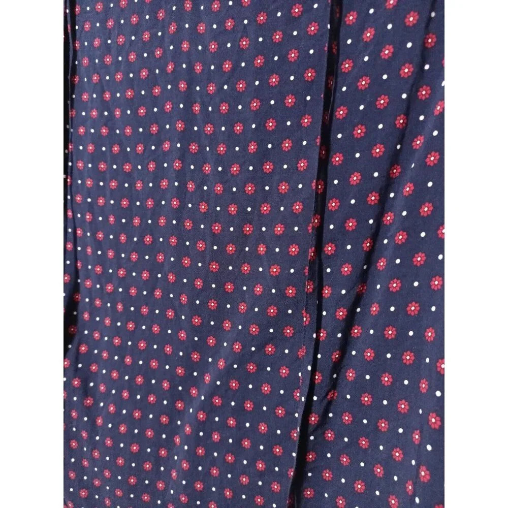Draper James XS Blue Floral Dot Flutter Sleeve Peasant Boho Top Keyhole Tie Neck - Picture 5 of 11